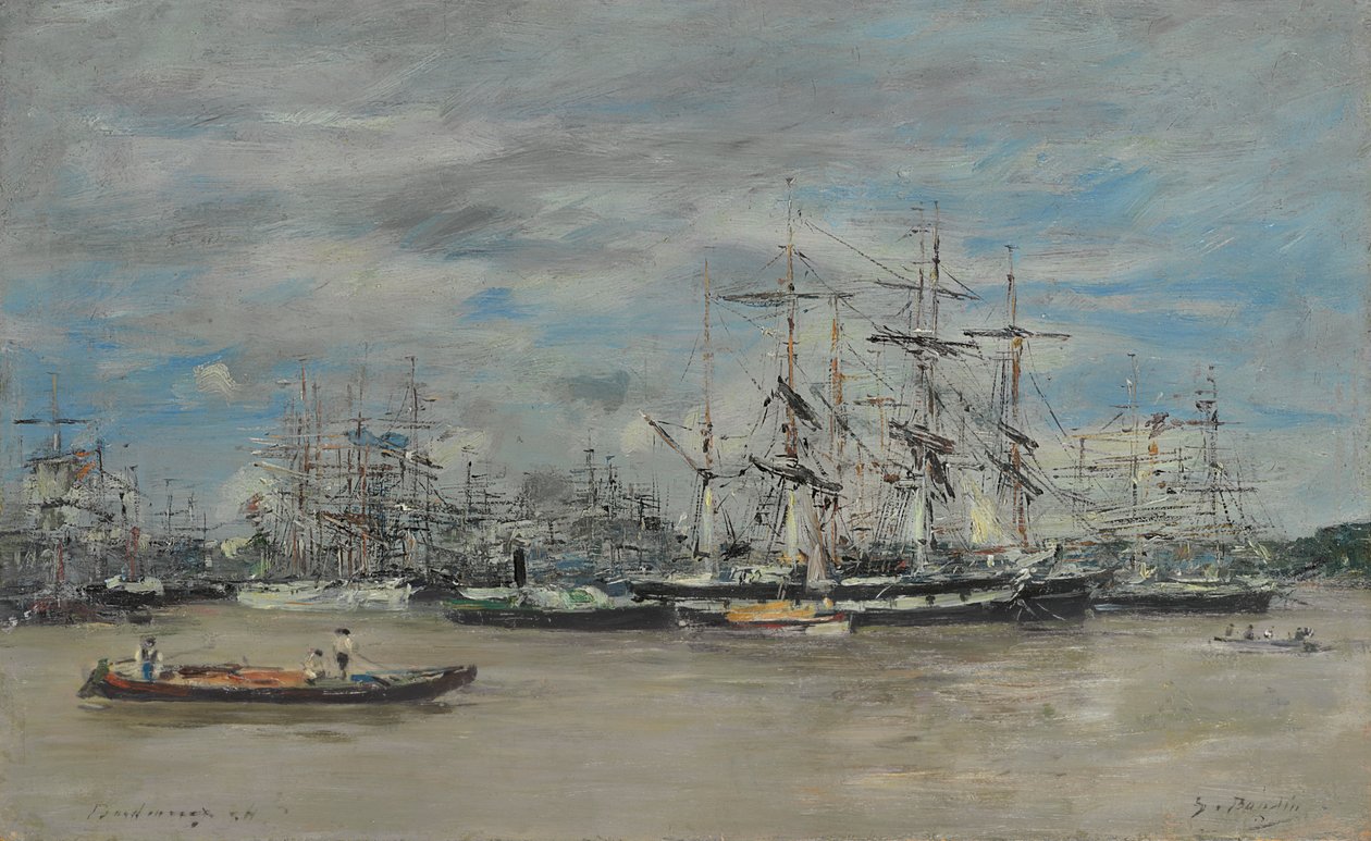 Bordeaux, de haven, 1874 door Eugene Louis Boudin