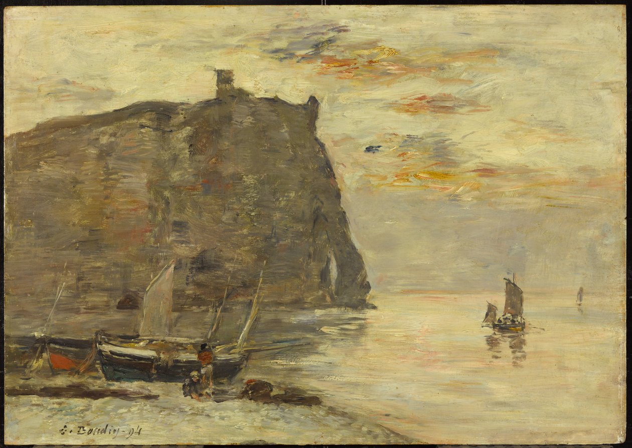 Kliffen bij Étretat door Eugene Louis Boudin