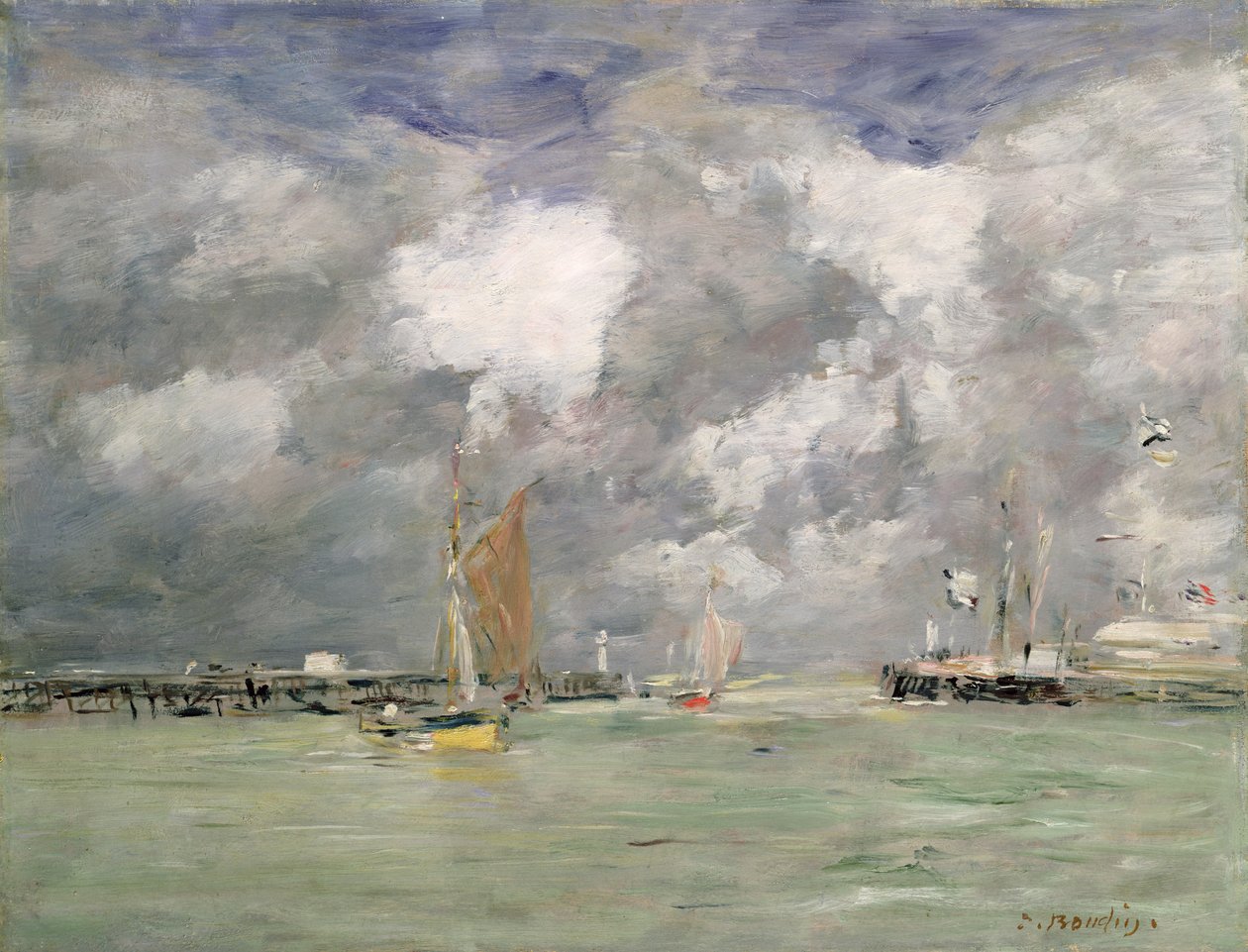 Vloed in Trouville, ca. 1892-96 door Eugene Louis Boudin