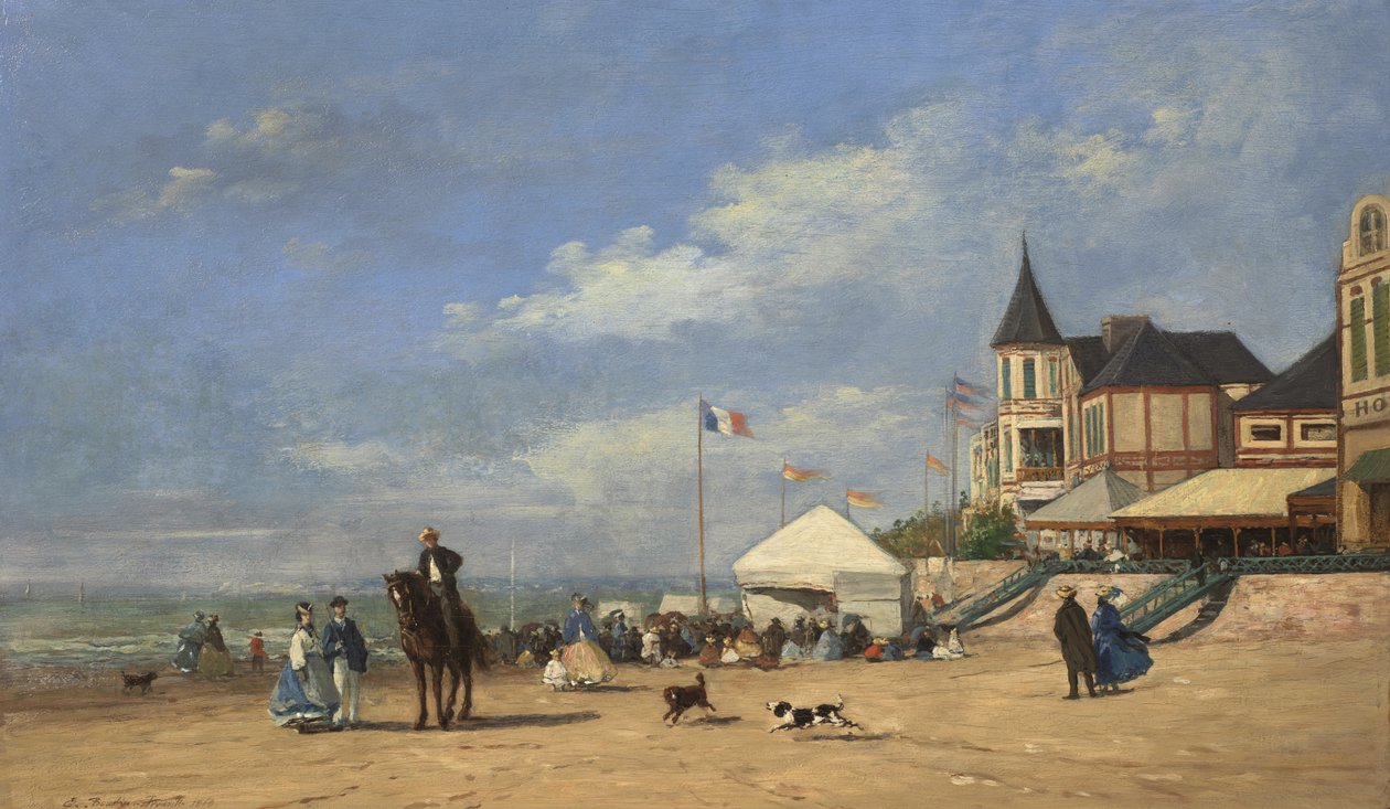 Trouville strand door Eugene Louis Boudin