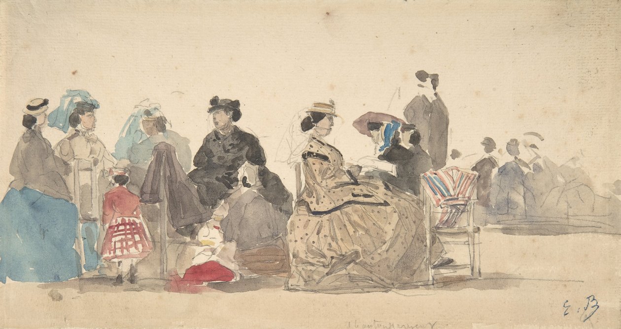 Op het strand door Eugene Louis Boudin