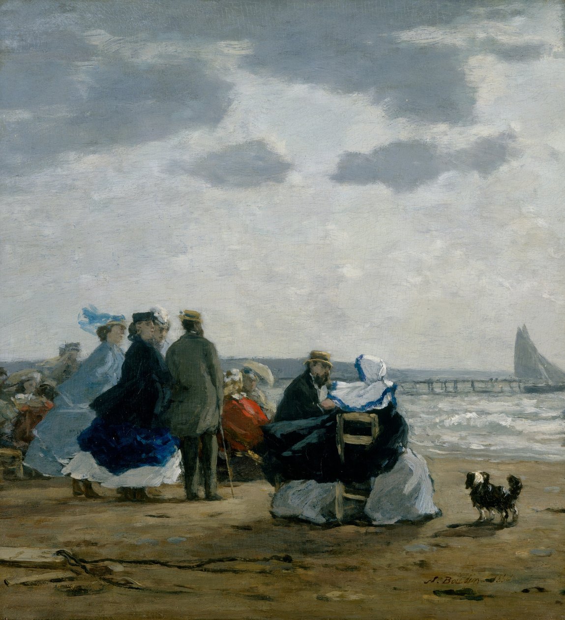 Op het strand, Dieppe, 1864 door Eugene Louis Boudin