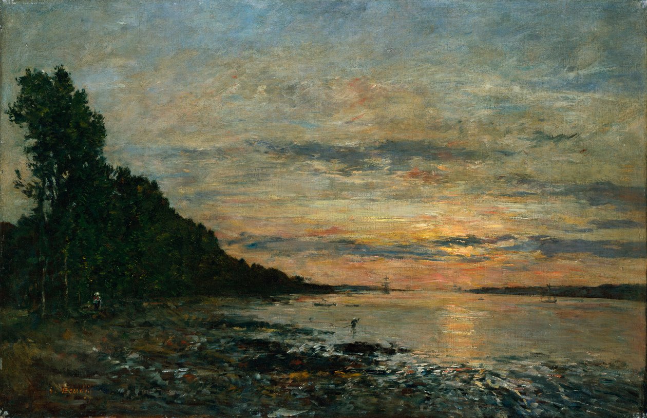 Plougastel, Zonsondergang over de Riviermonding, c.1870-73 door Eugene Louis Boudin