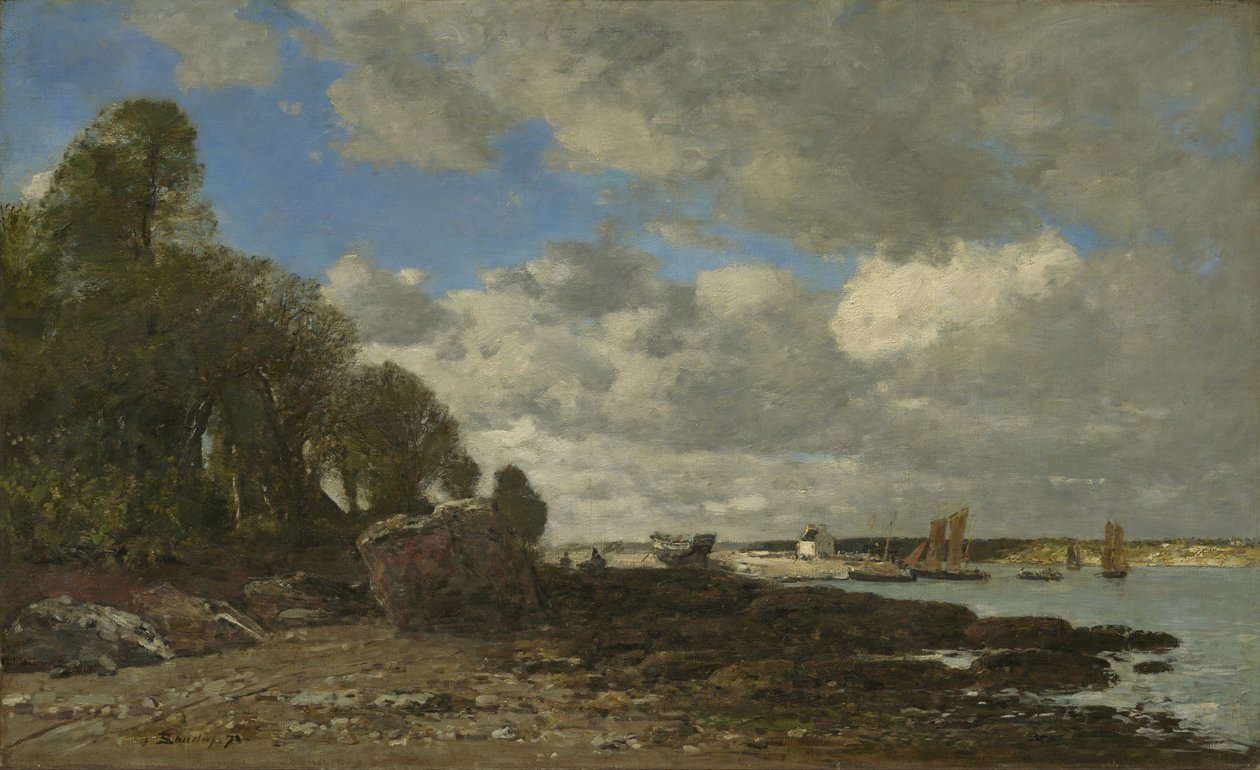 Plougastel, de veerbootoversteek, 1873 door Eugene Louis Boudin