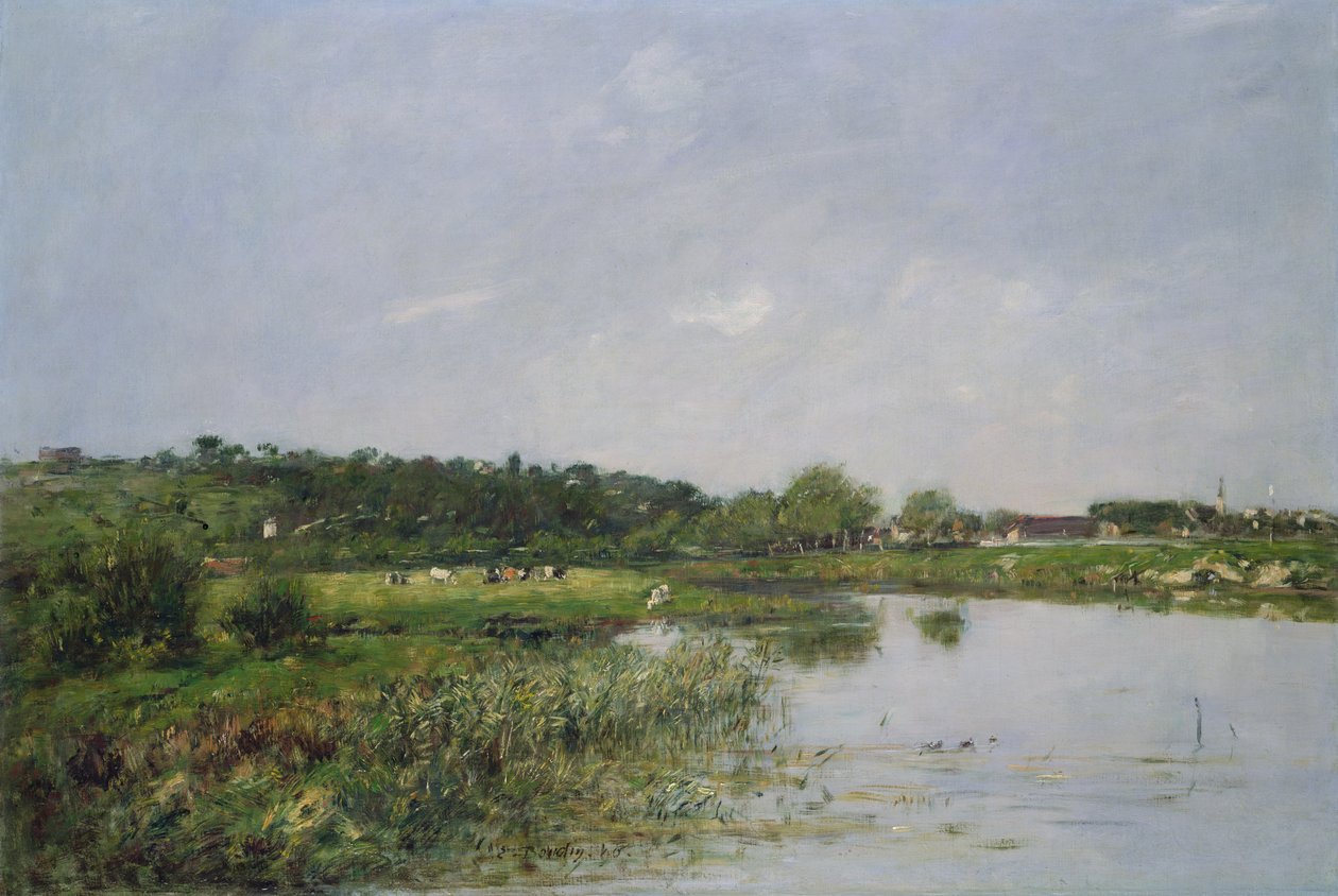 Riverside bij La Touques, 1890 door Eugene Louis Boudin