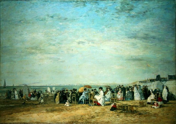 Het strand door Eugene Louis Boudin