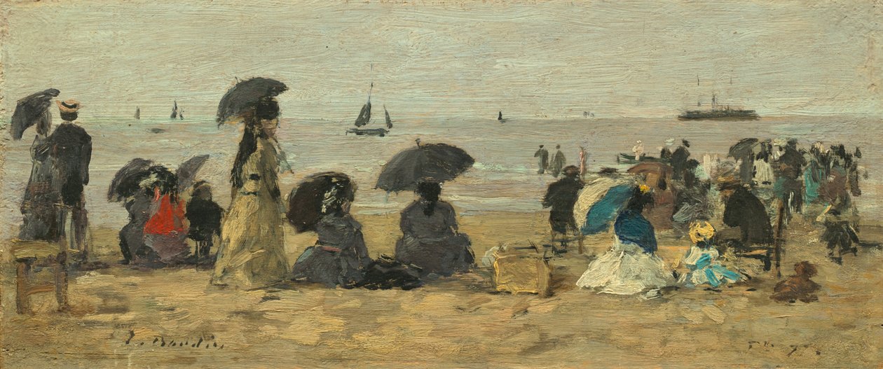 Het Strand, 1877 door Eugene Louis Boudin