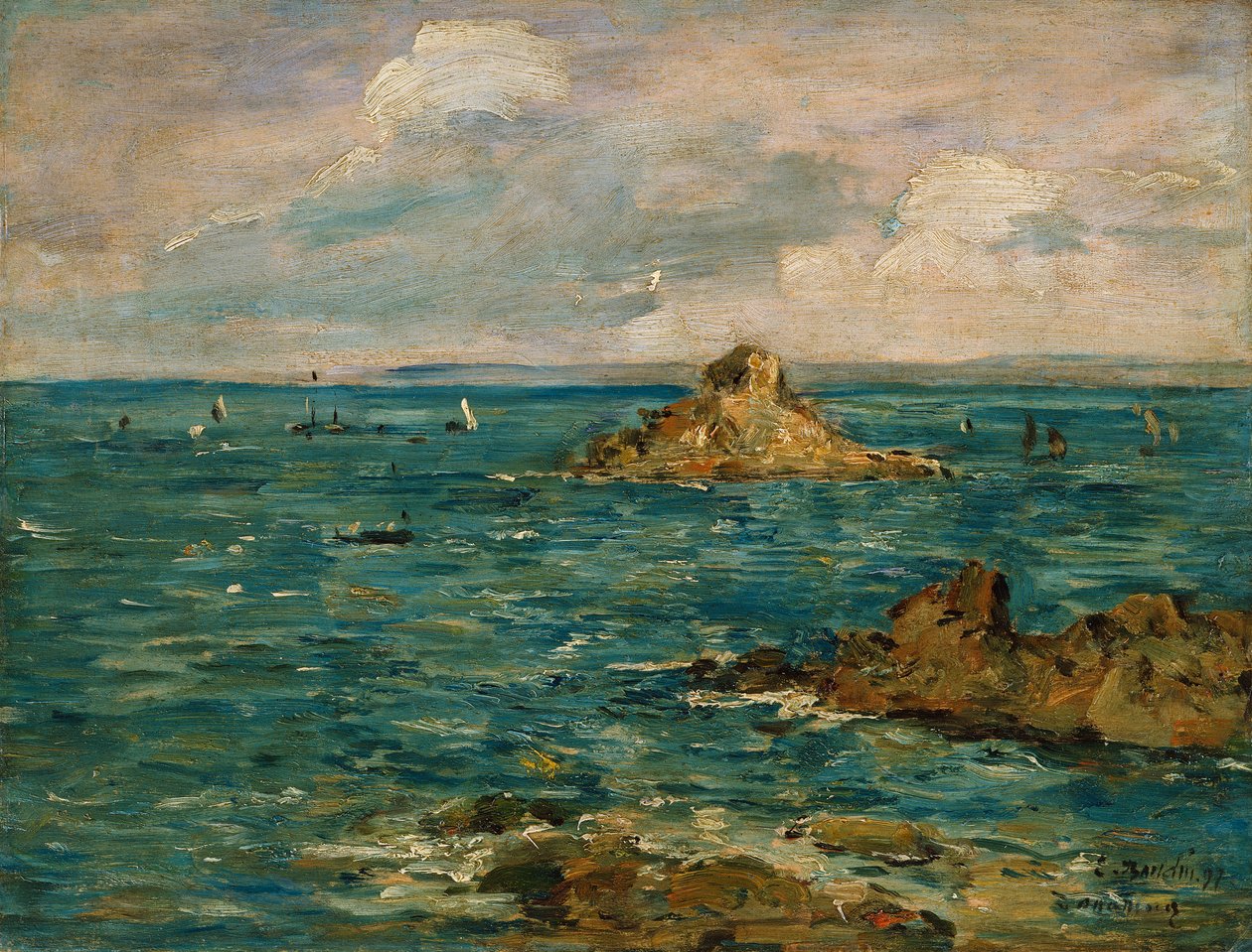 De Zee bij Douarnenez door Eugene Louis Boudin