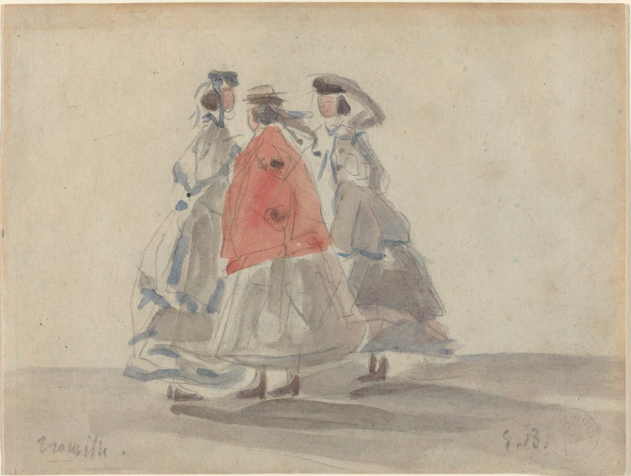 Drie Vrouwen in Trouville, c. 1865 door Eugene Louis Boudin
