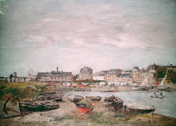 Uitzicht op de Haven, Trouville door Eugene Louis Boudin