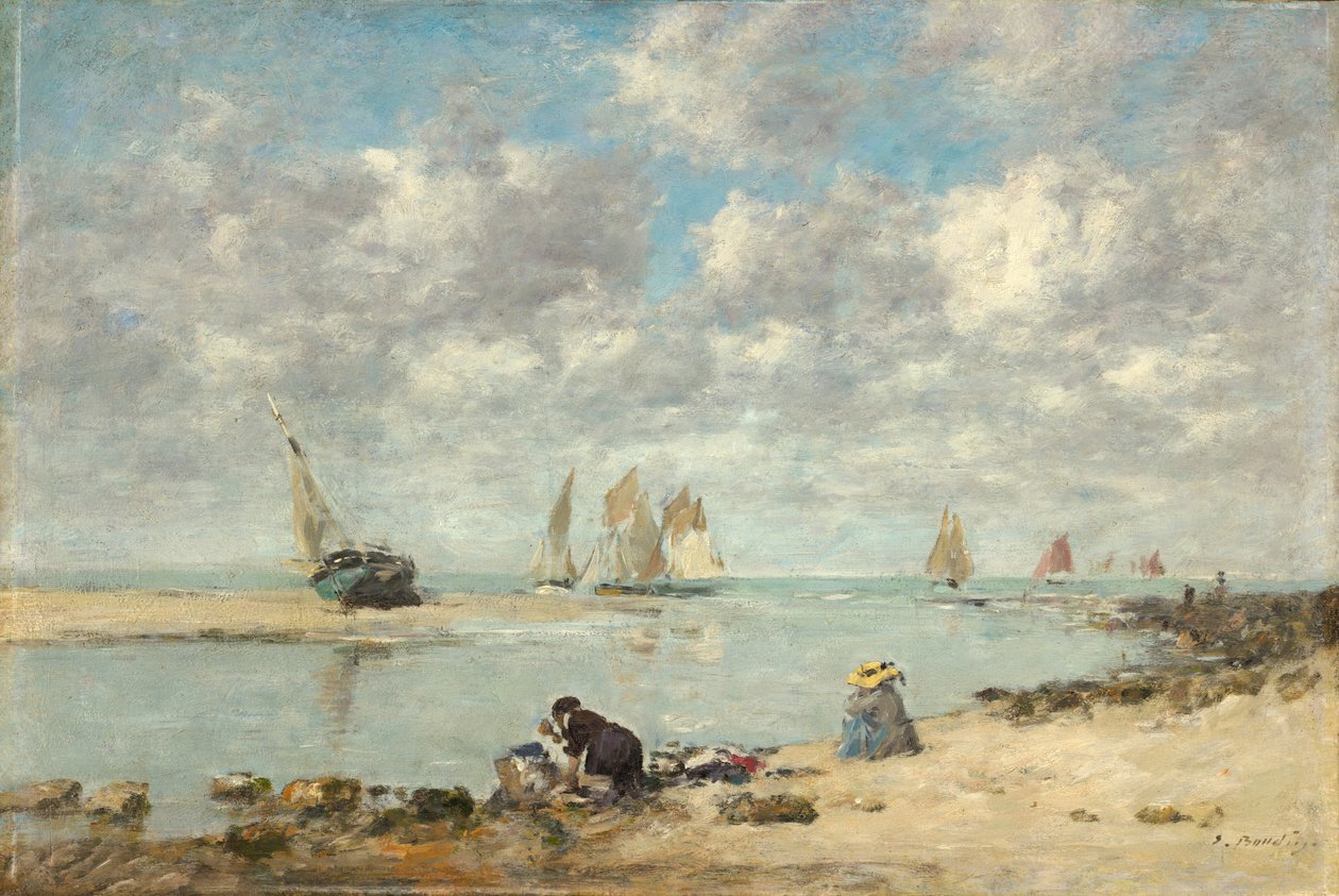 Wasvrouw bij Trouville, ca. 1872-1876 door Eugene Louis Boudin
