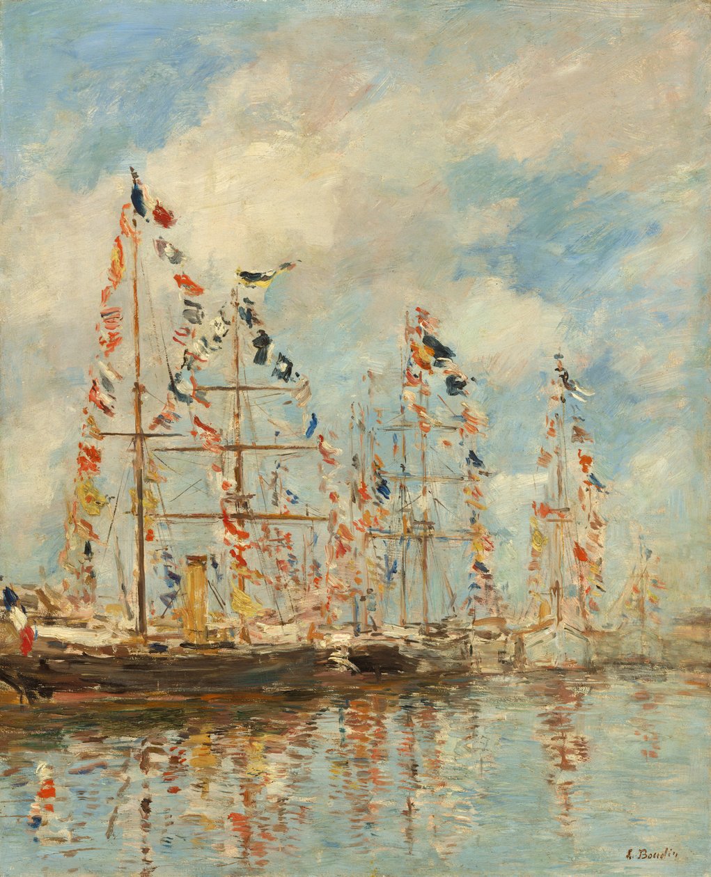 Jachthaven in Trouville-Deauville, waarschijnlijk 1895-1896 door Eugene Louis Boudin