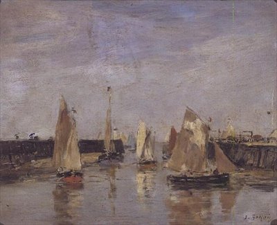 Jachten in de Haven door Eugene Louis Boudin