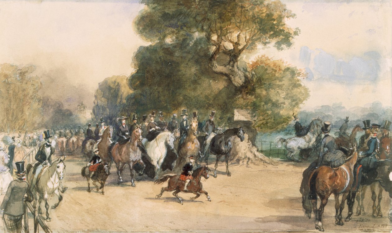 Scène in Hyde Park door Eugene Louis Lami