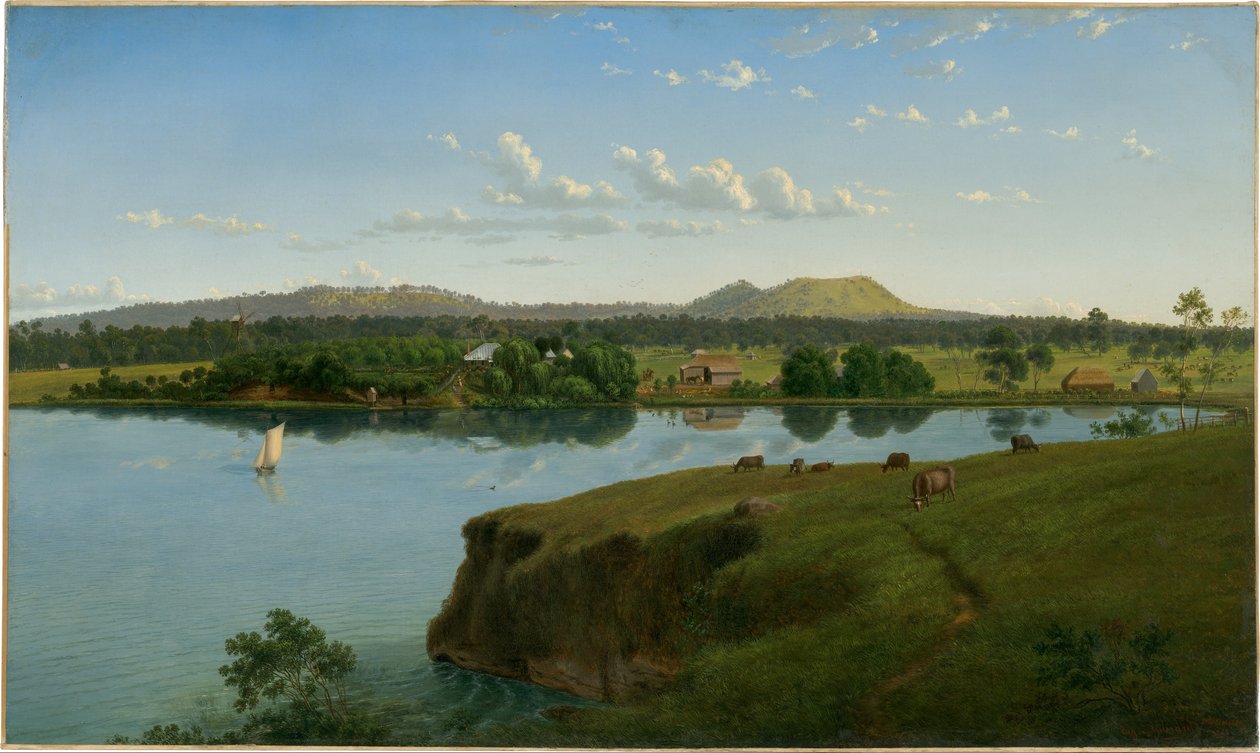 Purrumbete vanaf de overkant van het meer door Eugene von Guérard