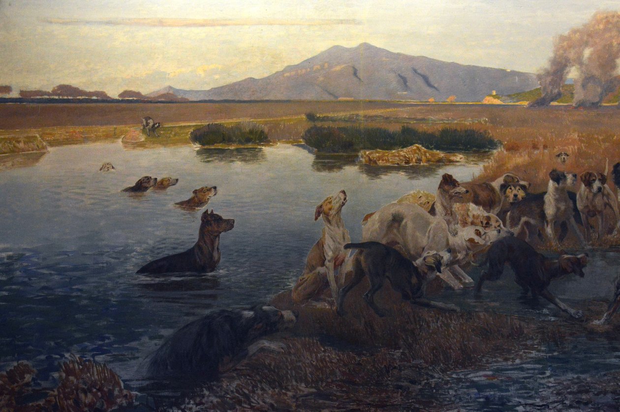 La Caccia al Cinghiale nel Padule di Burano (detail 2) door Eugenio Cecconi