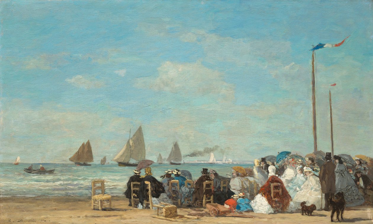 Strandscène in Trouville door Eugène Boudin