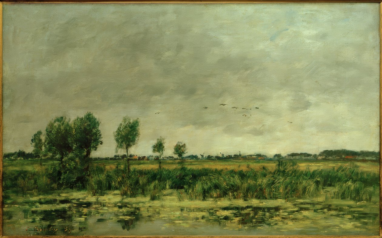 Moeras bij Honfleur door Eugene Louis Boudin
