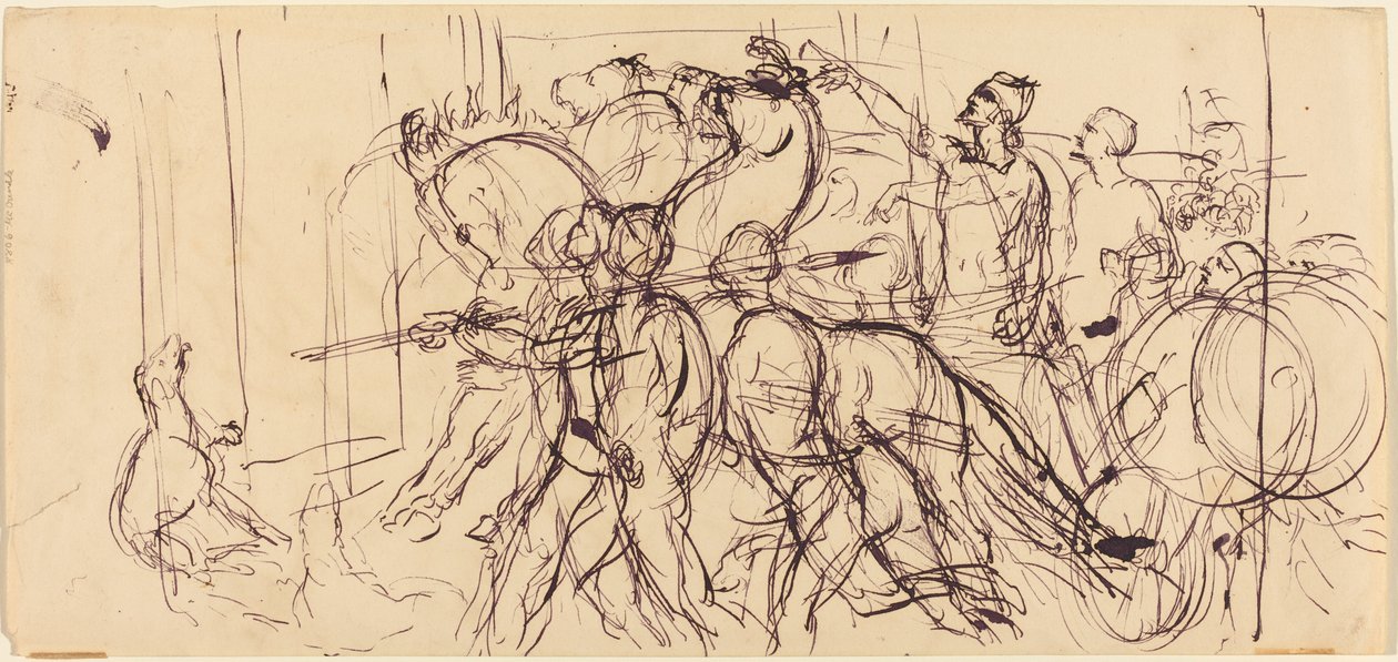 Strijdwagenmenners door Eugène Delacroix