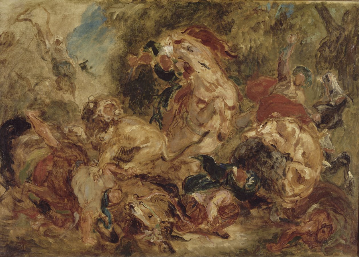 Leeuwenjacht door Eugène Delacroix