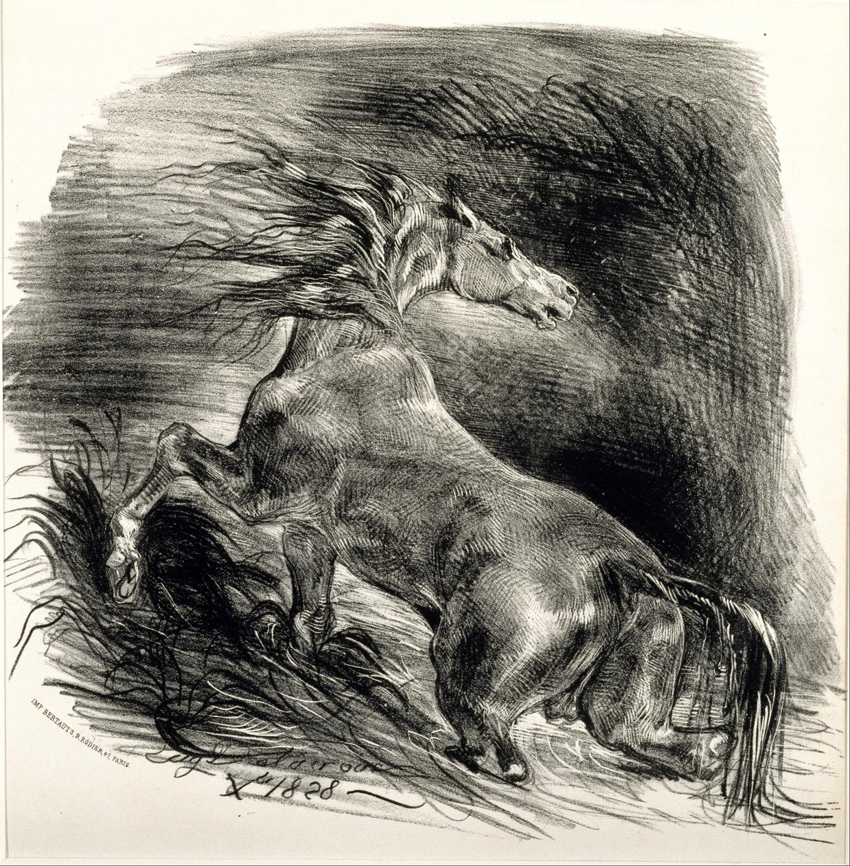 Wilde paard door Ferdinand Victor Eugene Delacroix