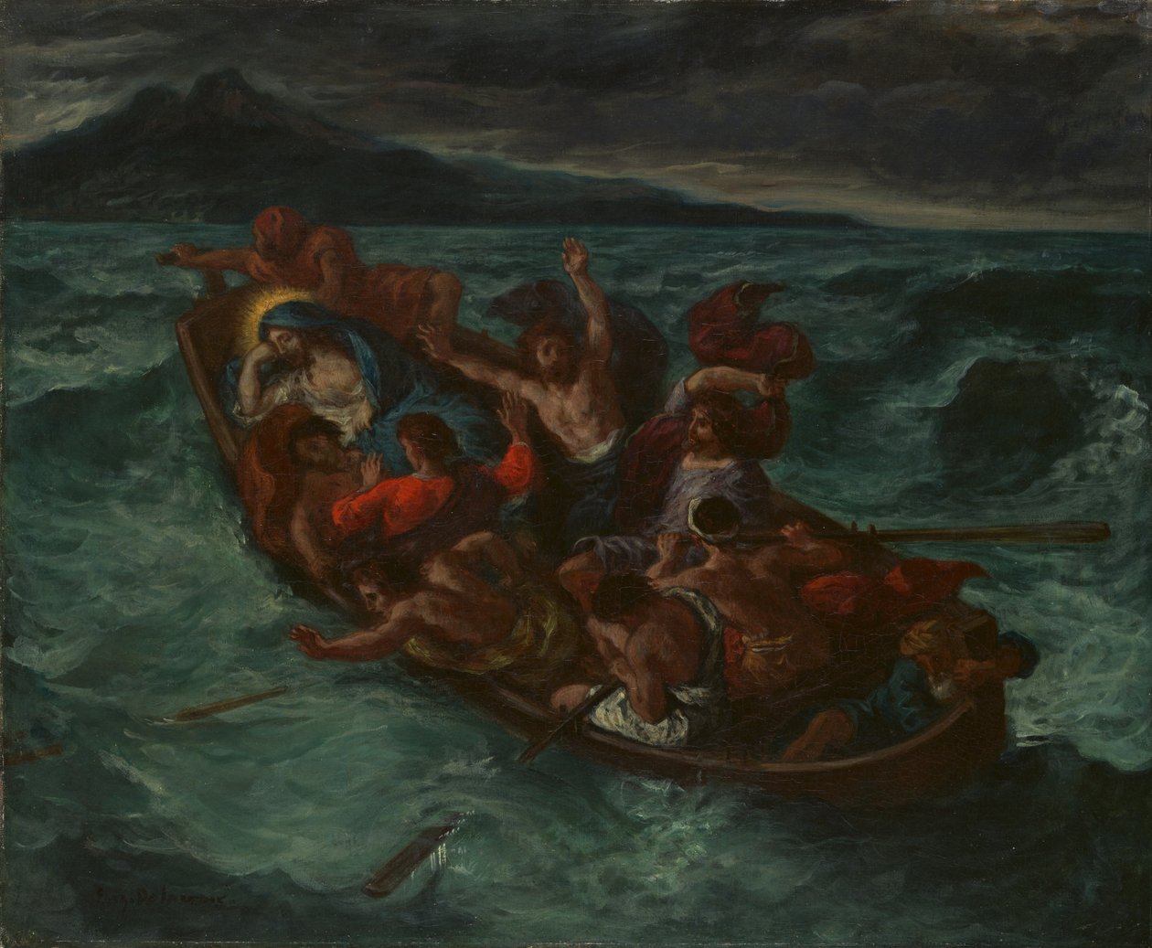 Christus slaapt tijdens de storm door Ferdinand Victor Eugene Delacroix
