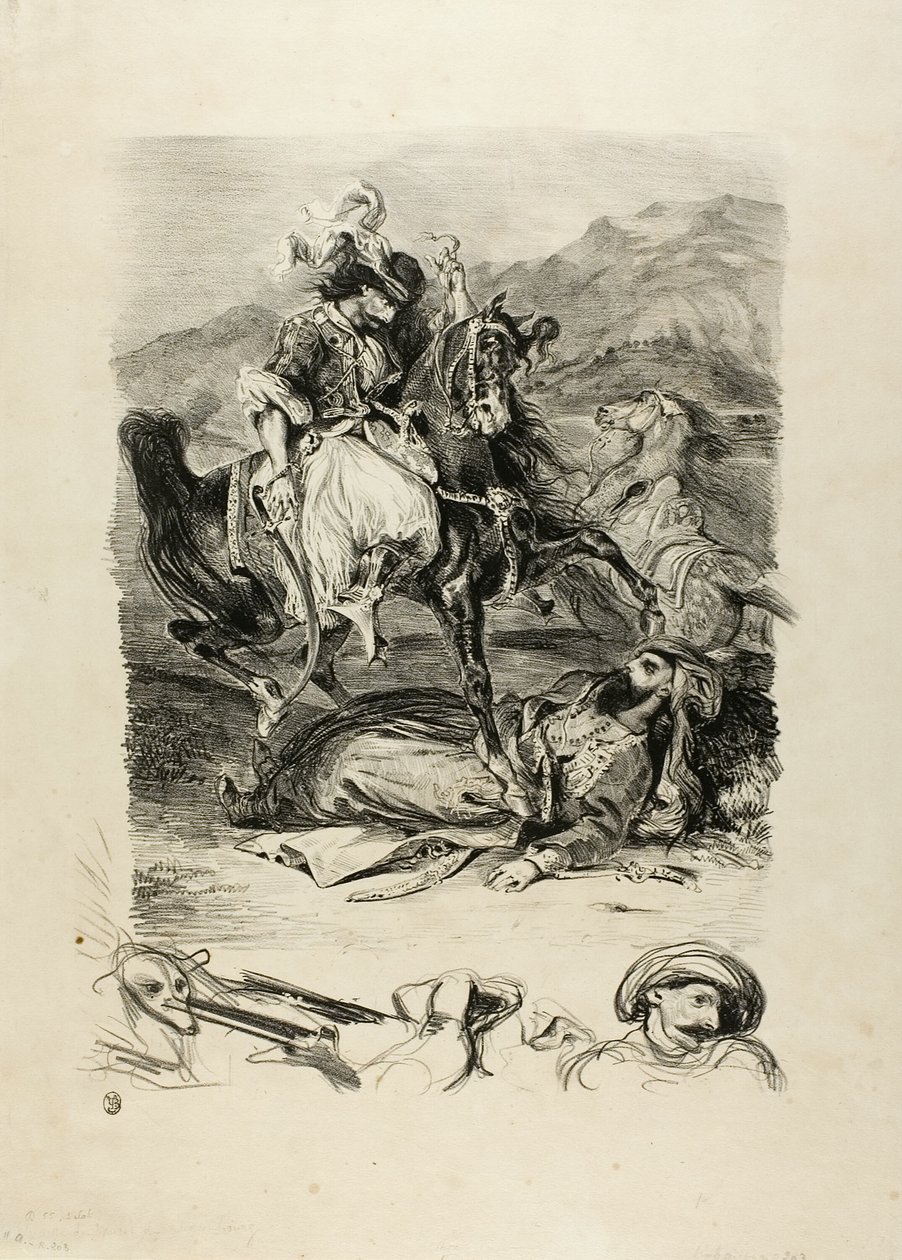 Gevecht tussen Giaour en de Pasha door Eugène Delacroix