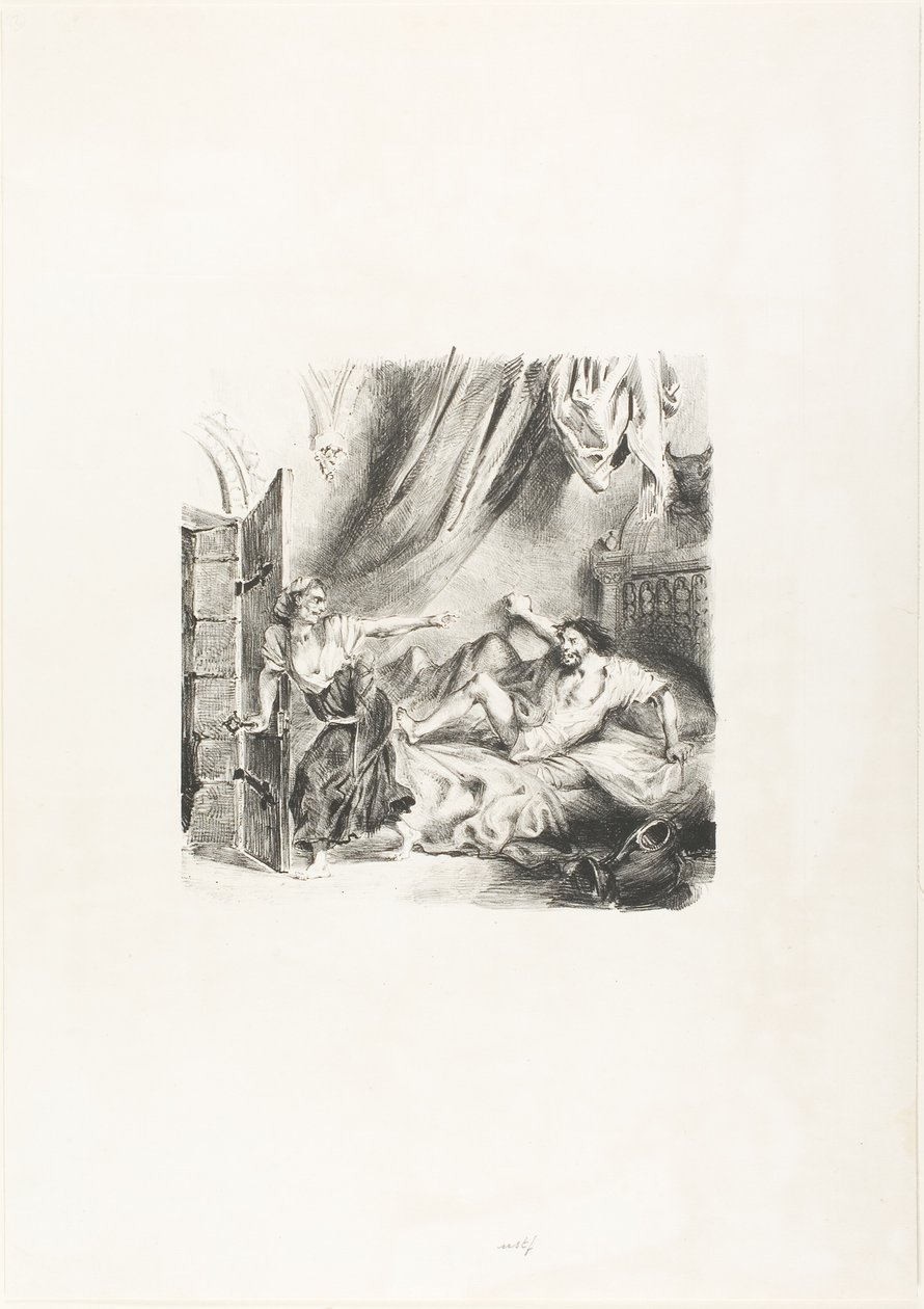 Fronte-boeuf en de Heks, uit Ivanhoe door Eugène Delacroix
