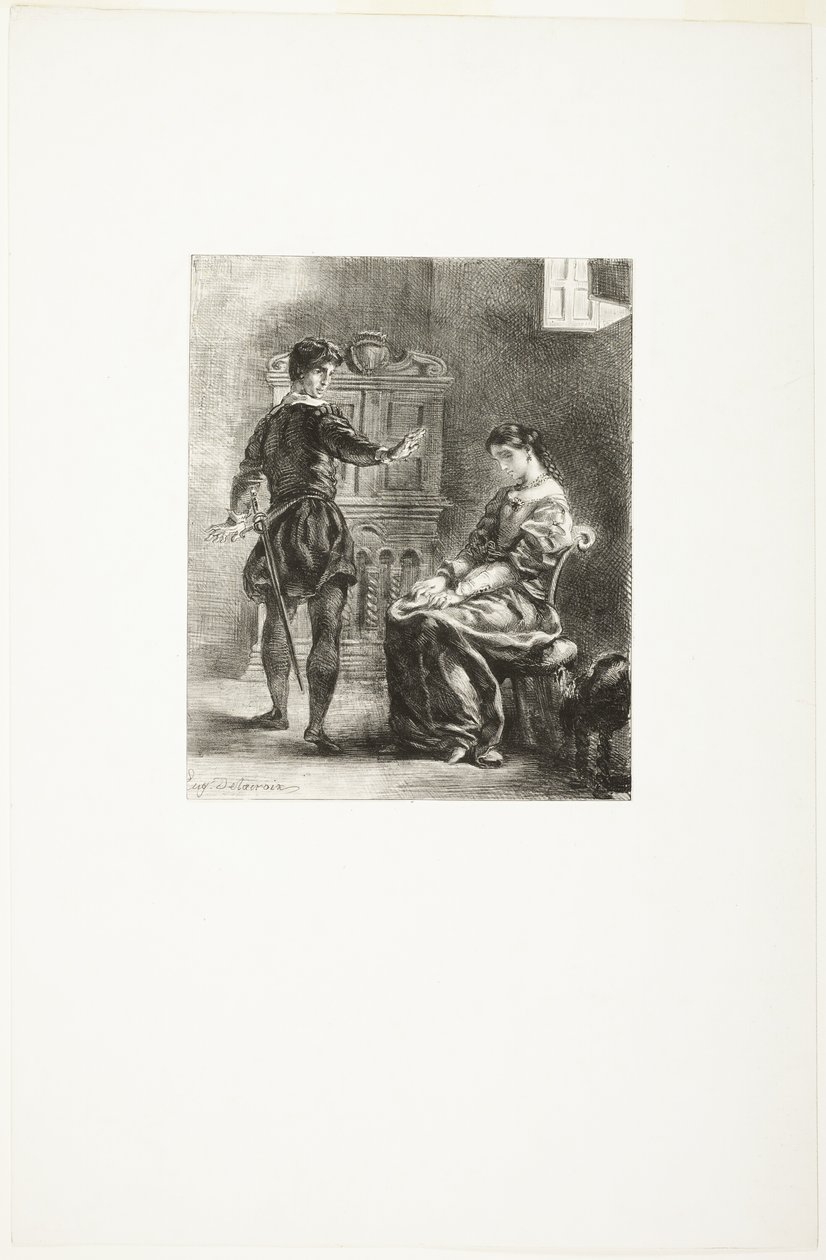 Hamlet en Ophelia door Eugène Delacroix