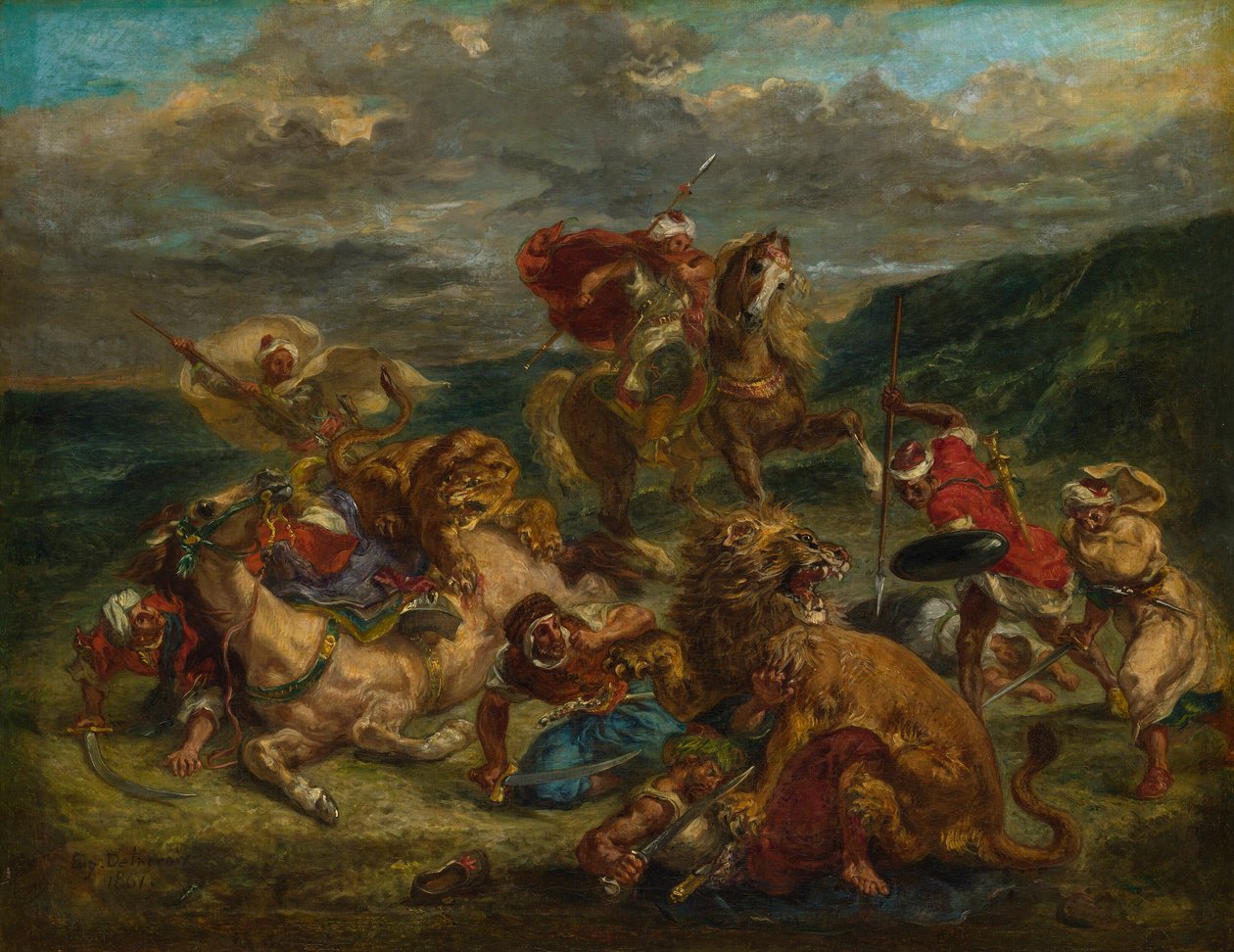 Leeuwenjacht door Eugène Delacroix