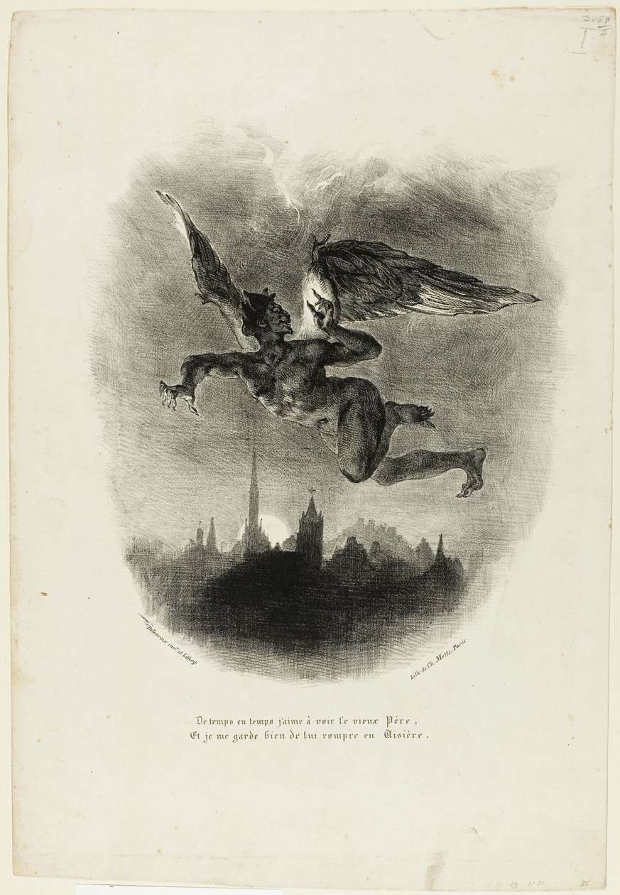 Mephistopheles Vliegend door Eugène Delacroix