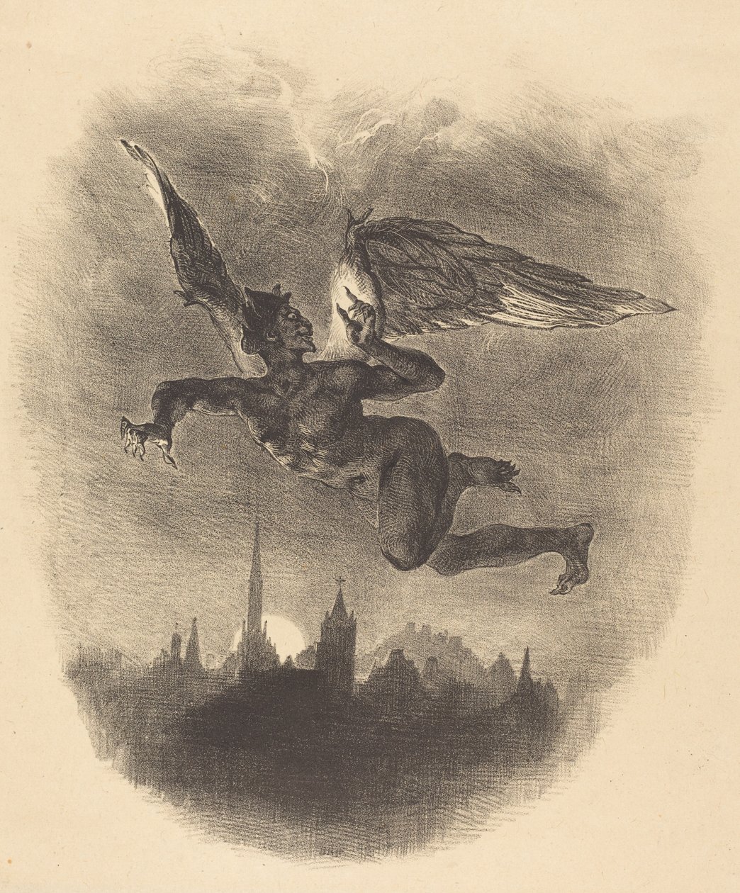 Mephistopheles in de lucht door Eugène Delacroix