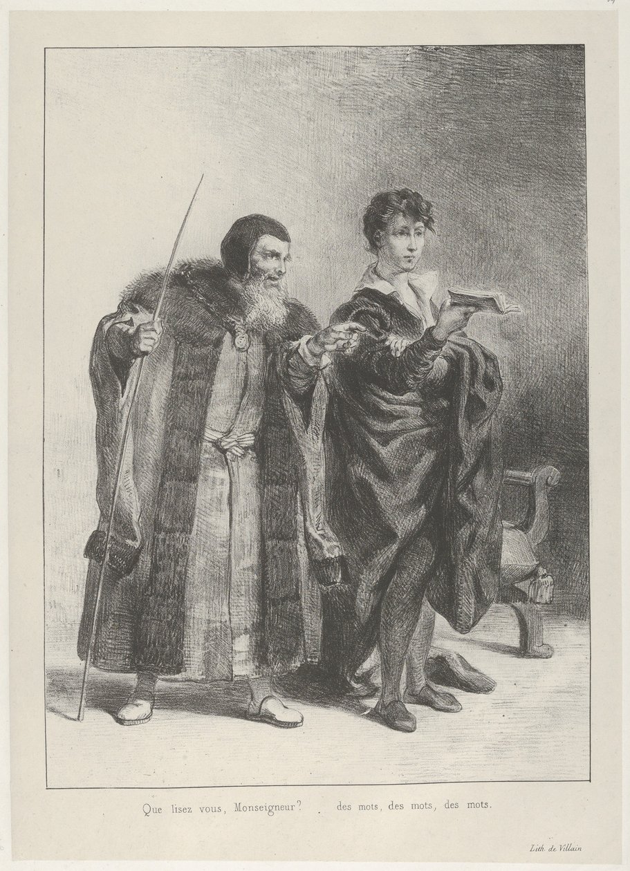Polonius en Hamlet, 1834-43 door Eugène Delacroix