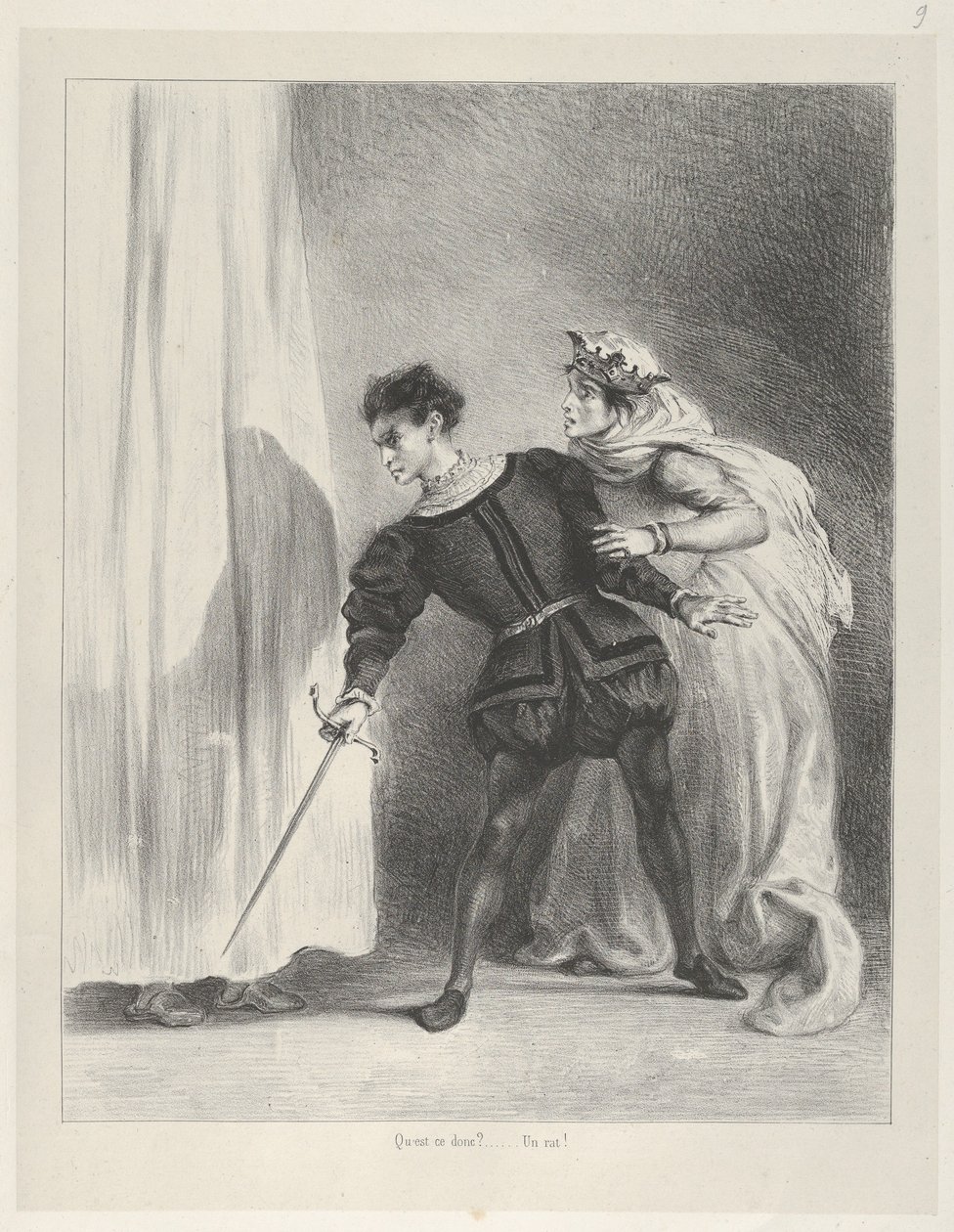 De moord op Polonius door Eugène Delacroix