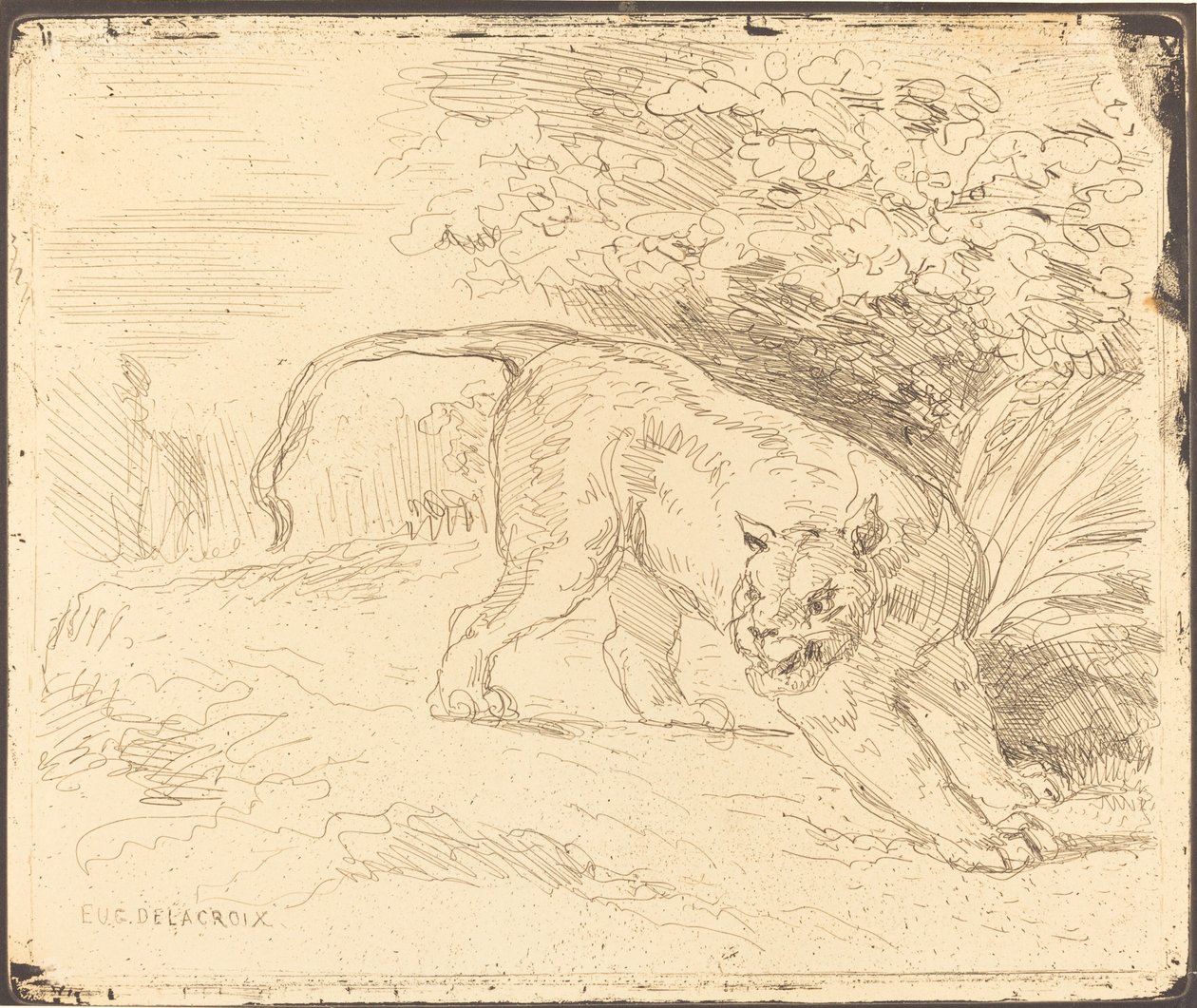 Tijger in Rust door Eugène Delacroix