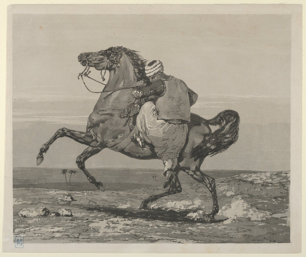 Turk die zijn Paard Beklimt door Eugène Delacroix