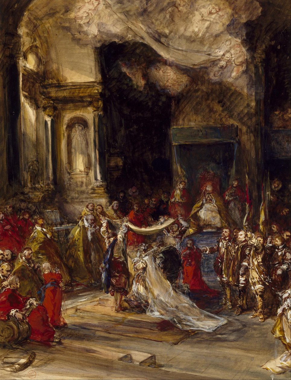 Een koninklijke huwelijksscène door Eugene Isabey