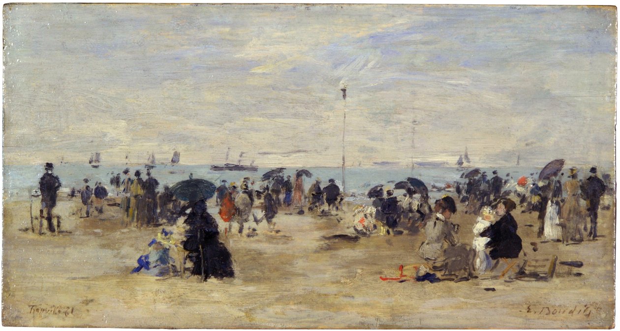 Trouville, Strandgezicht door Eugene Louis Boudin