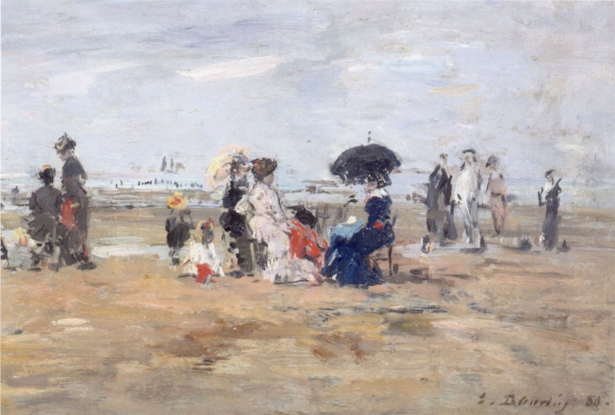 Trouville, Strandgezicht door Eugene Louis Boudin