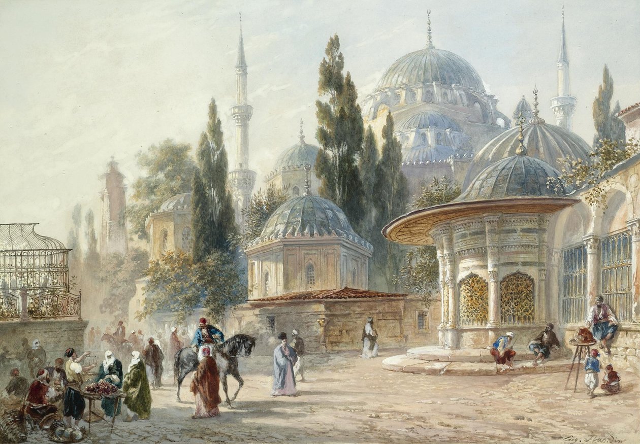 De Sehzade-moskee in Constantinopel door Eugène Napoleon Flandin