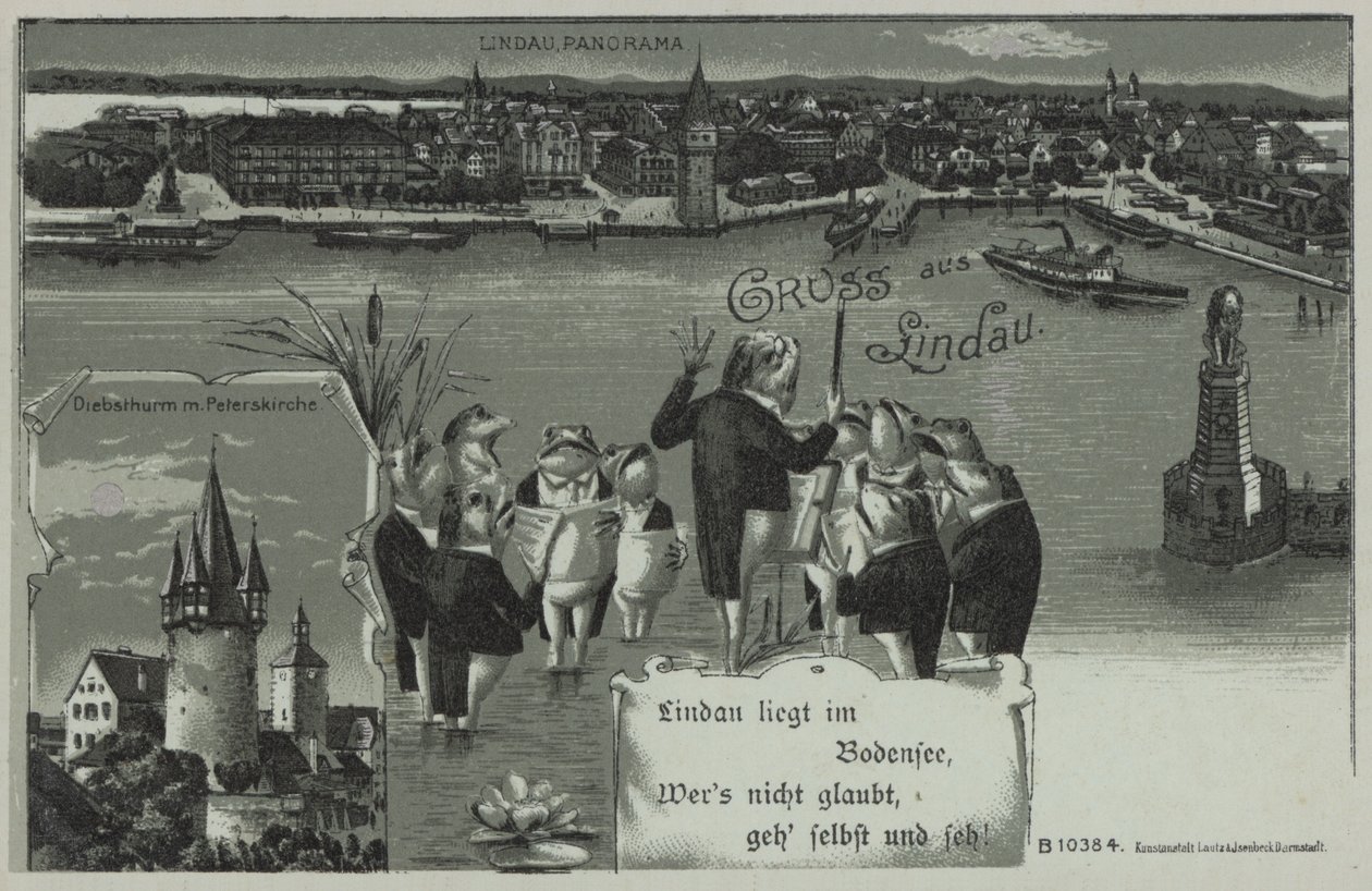 Kikkerconcert in Lindau (litho) door European School
