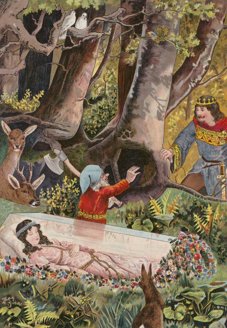 De sprookjes van Grimm: Sneeuwwitje (chromolitho) door European School