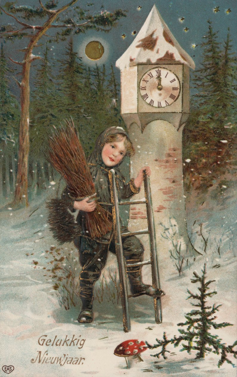 Gelukkig Nieuwjaar (kleurenlitho) door European School