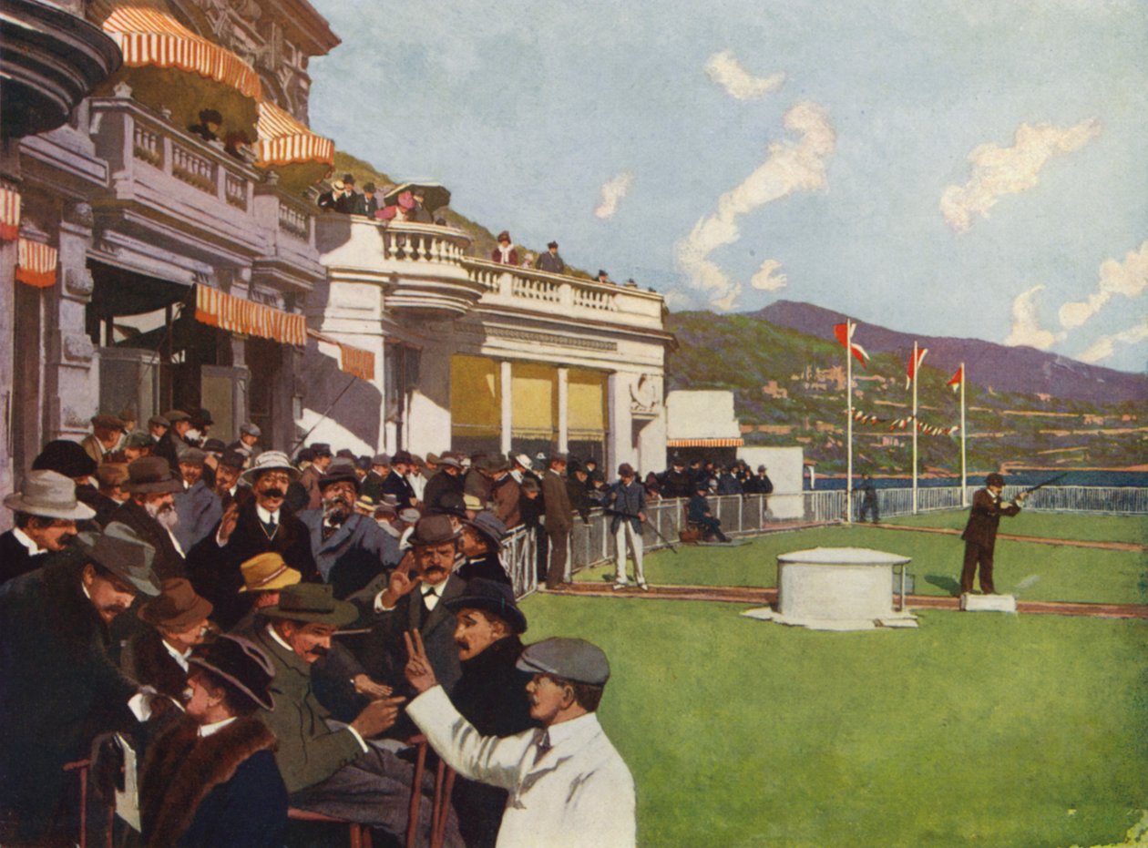 Monte-Carlo, Le Tir aux Pigeons (kleurenlitho) door European School