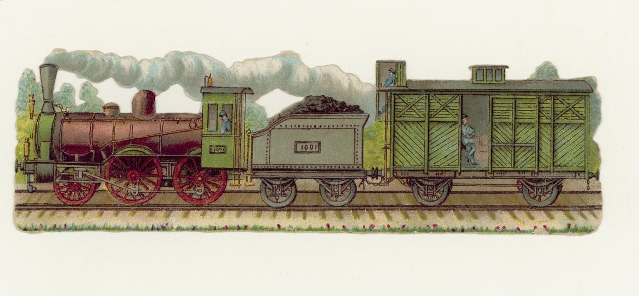 Stoomtrein (chromolitho) door European School