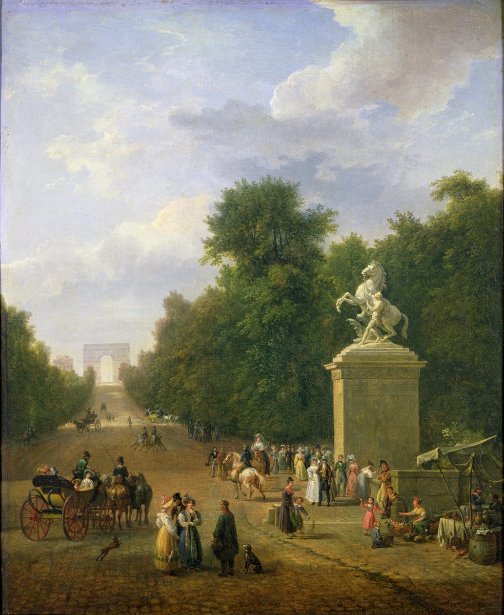 De ingang van de Champs-Elysees in 1830 door Eustache Francois Duval