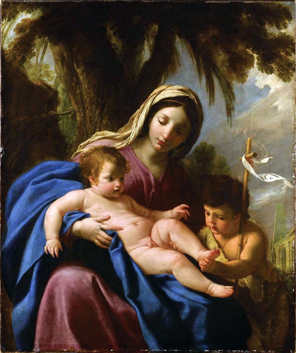 De Maagd en het Kind, met St. Johannes de Doper door Eustache Le Sueur