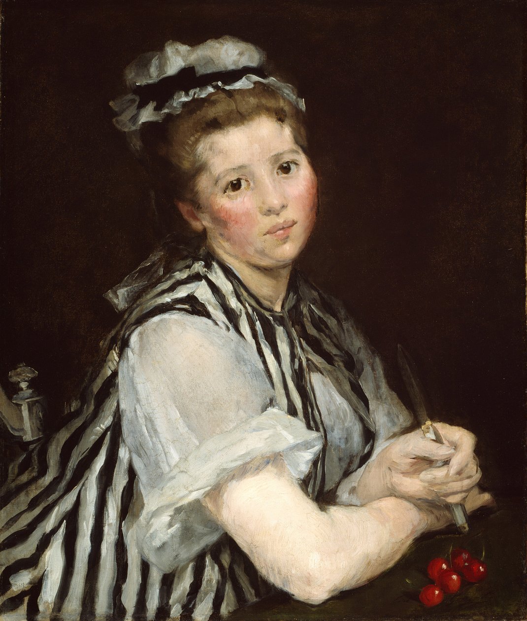 Meisje met kersen, ca. 1870 door Eva Gonzalès