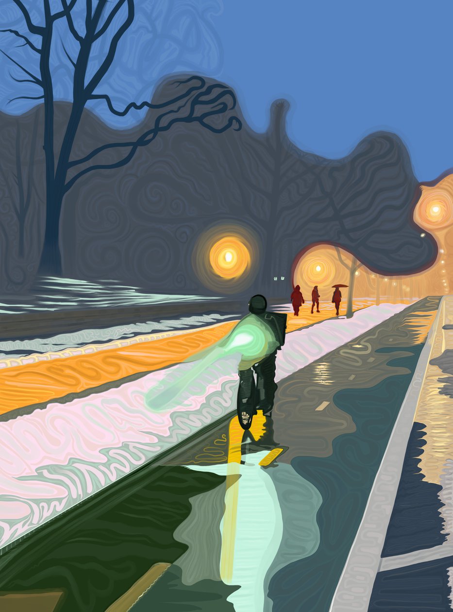 Fietspad, Prospect Park Brooklyn (digitale kunst) door Evan Sklar