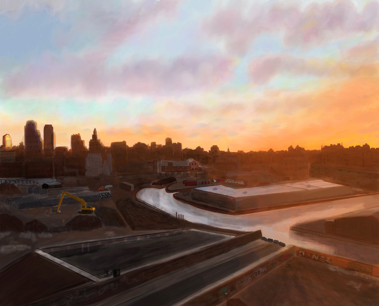 Gowanus Kanaal , Brooklyn (digitale kunst) door Evan Sklar
